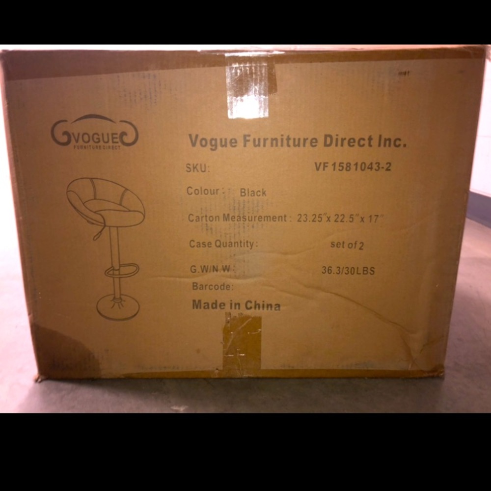 All black new in box bar stool (1) piece